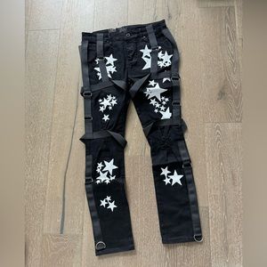 ZCL Denim star print strap jeans